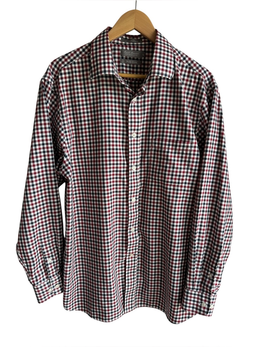 Daniel Cremieux Gingham Check Button Down Shirt Mens L Red Blue Plaid Cotton EUC